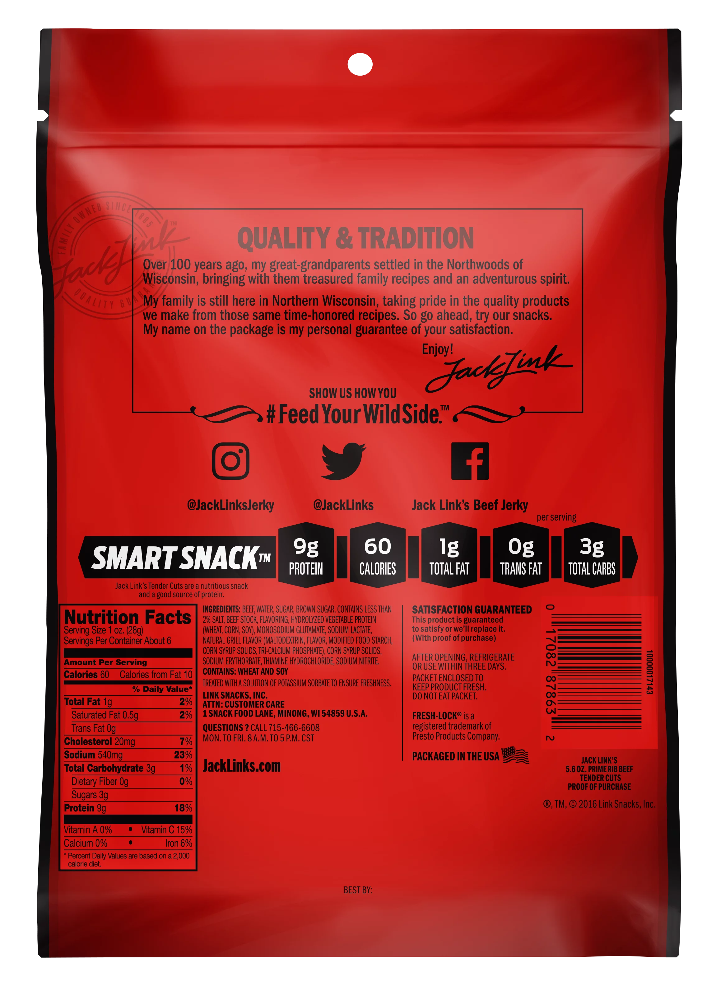 Jack Link's 100% Tender Cuts Prime Rib Seasoning 5.6oz Resealable Bag