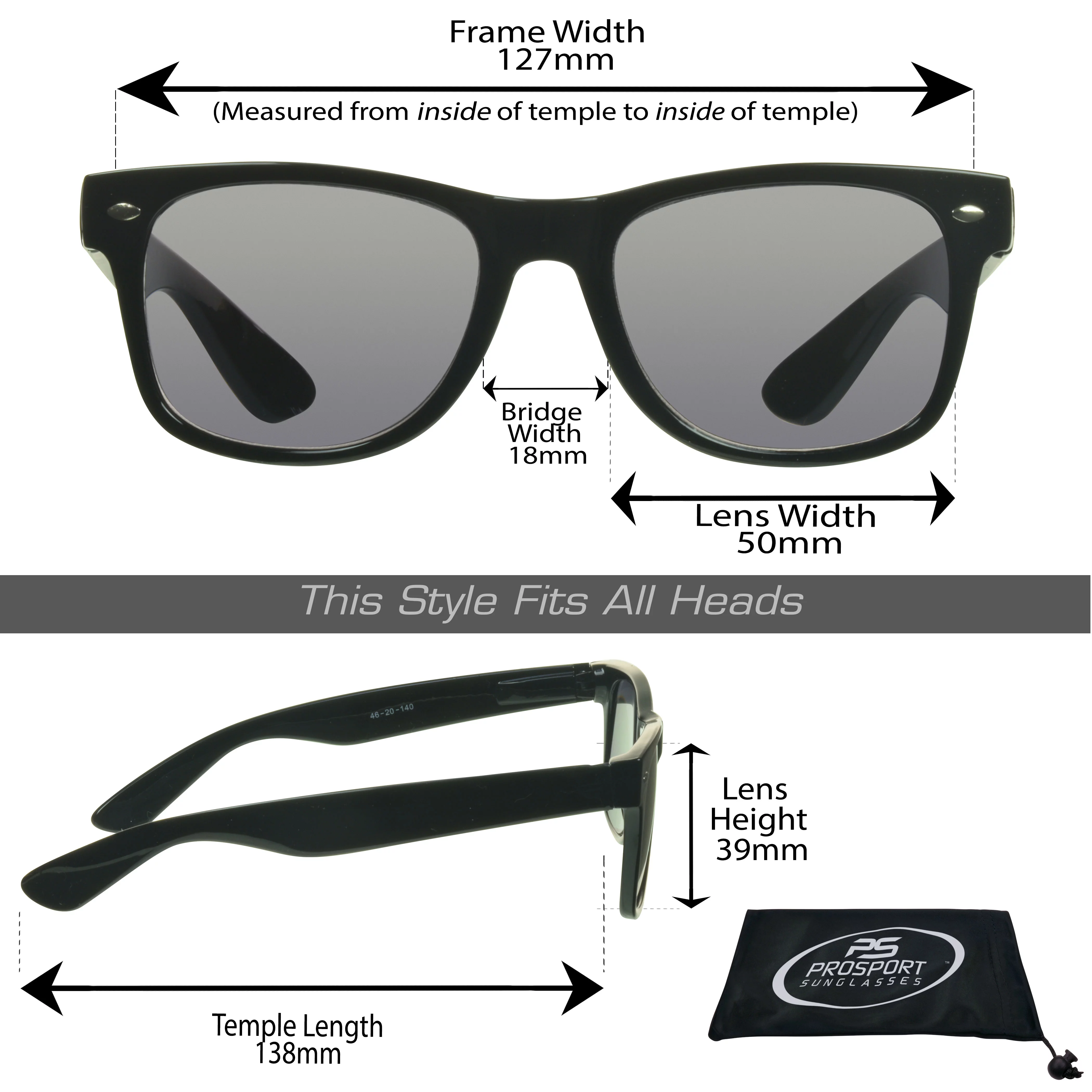 proSPORT Reading Sunglass Full Sun Reader Men Women Black & Tortoise NOT BIFOCAL