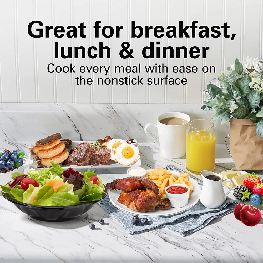 Nonstick Ceramic Electric Griddle - 200 Square Inch Cooking Surface