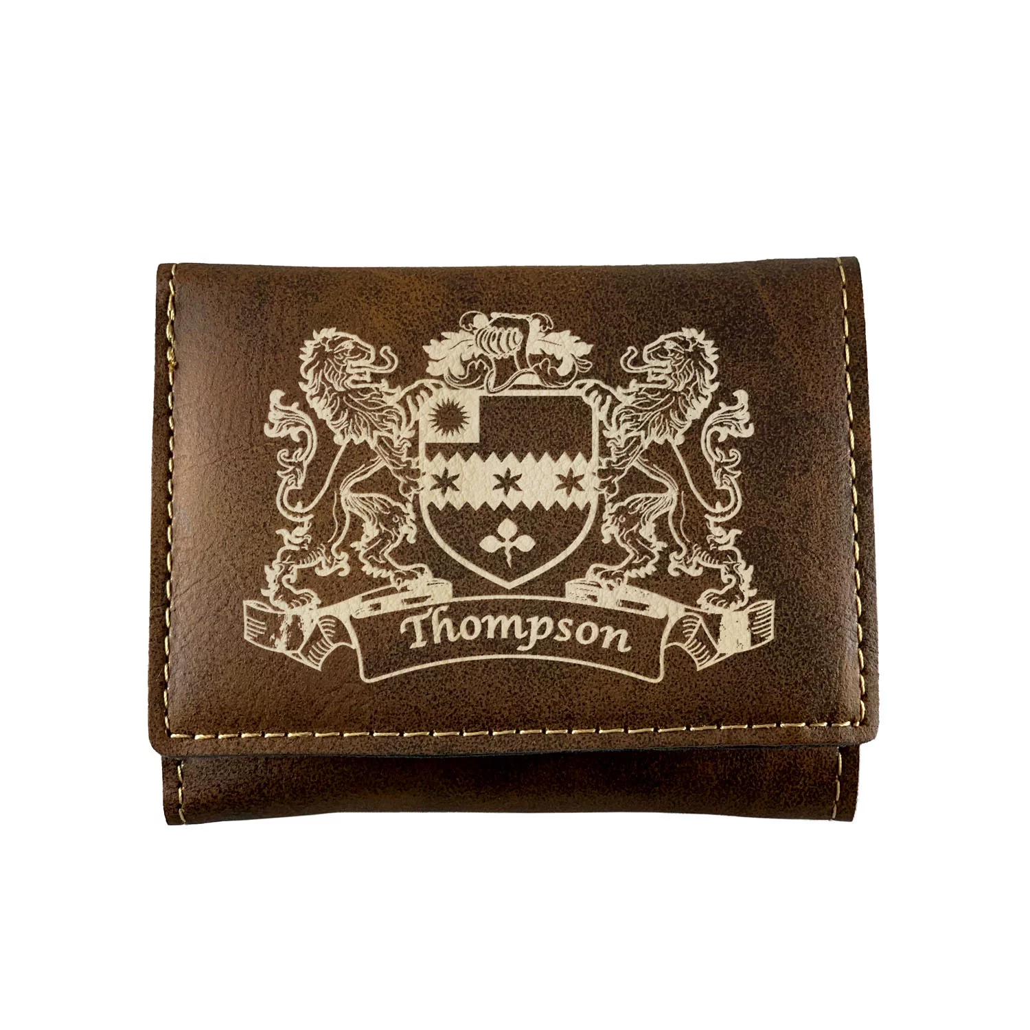 Thompson Irish Coat of Arms Rustic Leather Wallet
