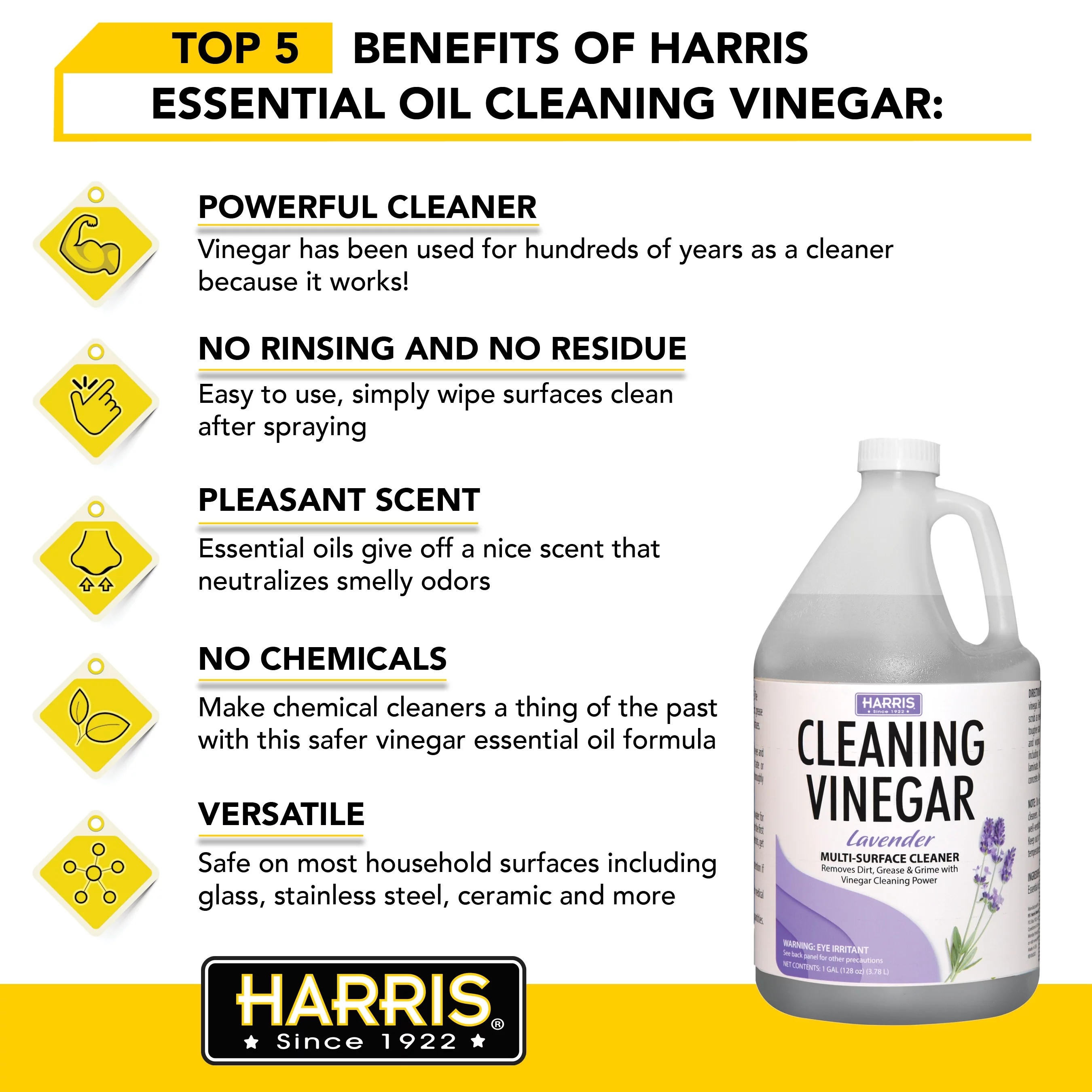 Harris Lavender Scented Multi-Surface Vinegar Cleaner 1 Gallon