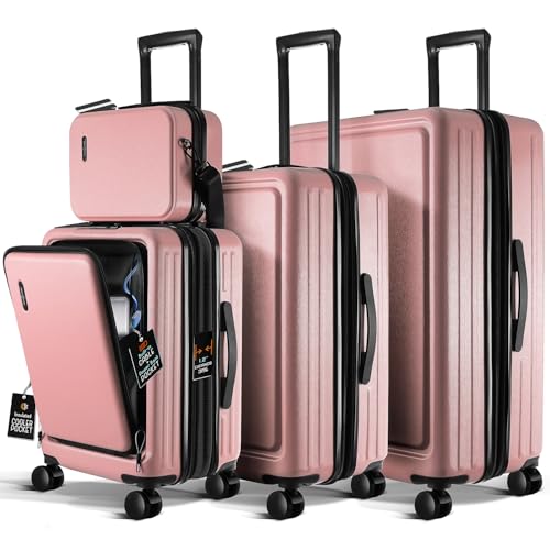 22 Inch Carry On Luggage 22x14x9 Airline Approved, Carry On Suitcase with Wheels, Hard-shell Carry-on Luggage, Durable Luggage Carry-On, Black Small Suitcase with Cosmetic Case