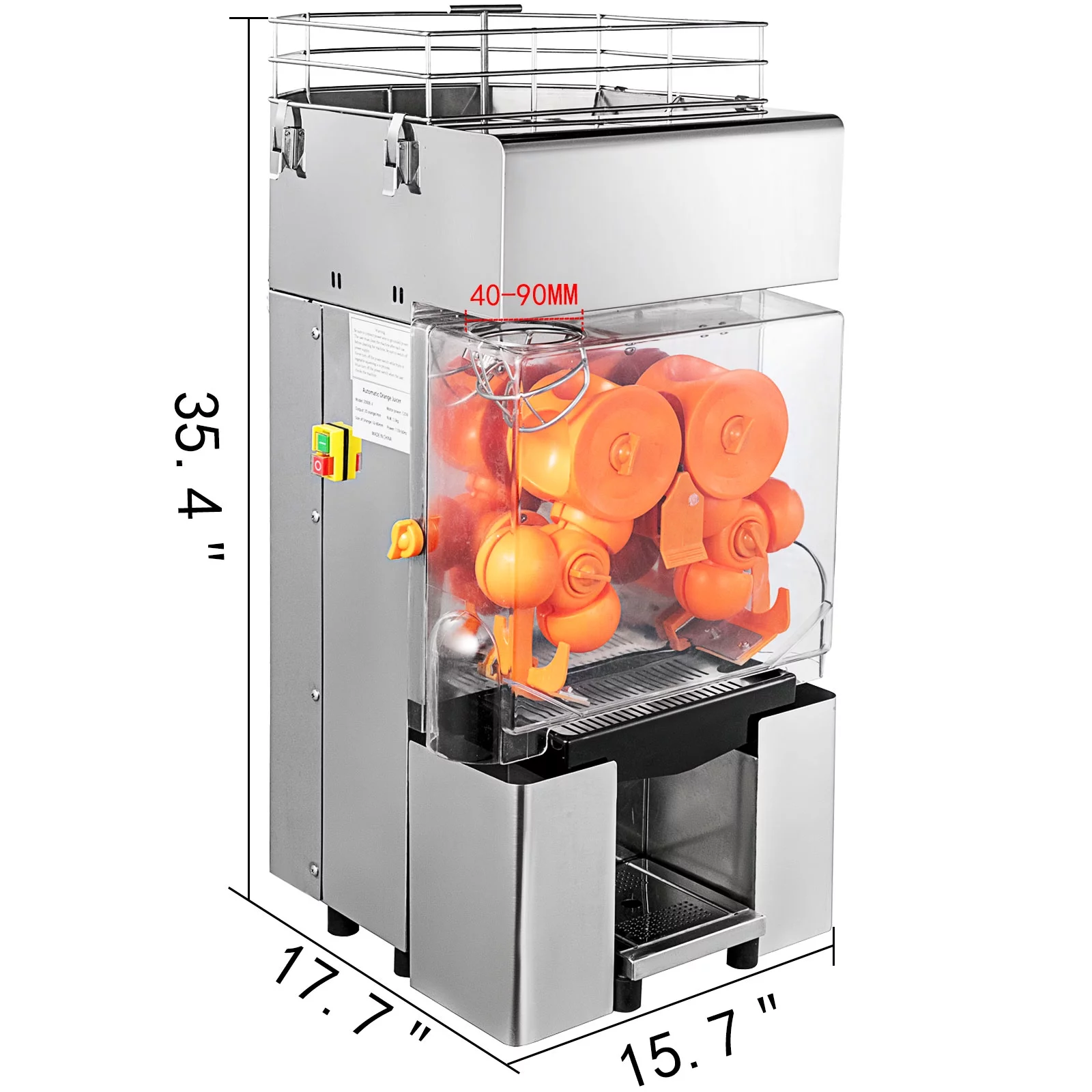 BENTISM 110V Commercial Orange Juicer Machine, Automatic Feeding 120W, 20-30 Oranges Per Minute, Electric Citrus Juice Squeezer with Pull-Out Filter Box, Professional Kitchen Equipment