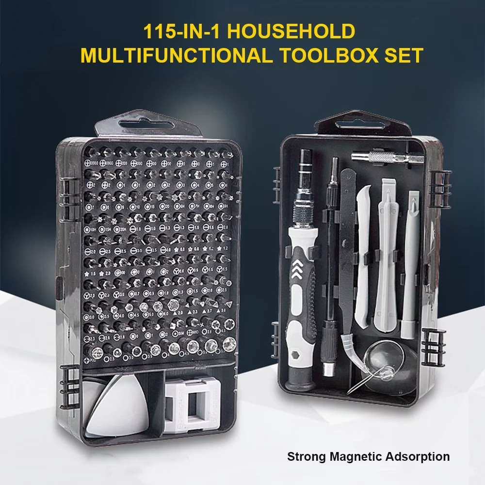 Docooler 115-In-1 Household Toolbox Set with 98 Bits Multifunctional Hardware Tools for Computer   Home Appliance Maintenance