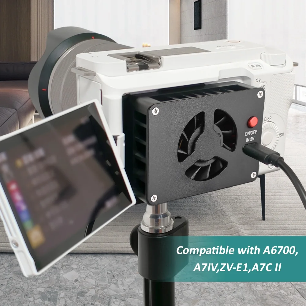 Anself Camera Semiconductor Radiator, Fast Heat Dissipation, Low Noise, Type-C Port, Compatible with A6700/ A7IV/ ZV-E1/ A7C II