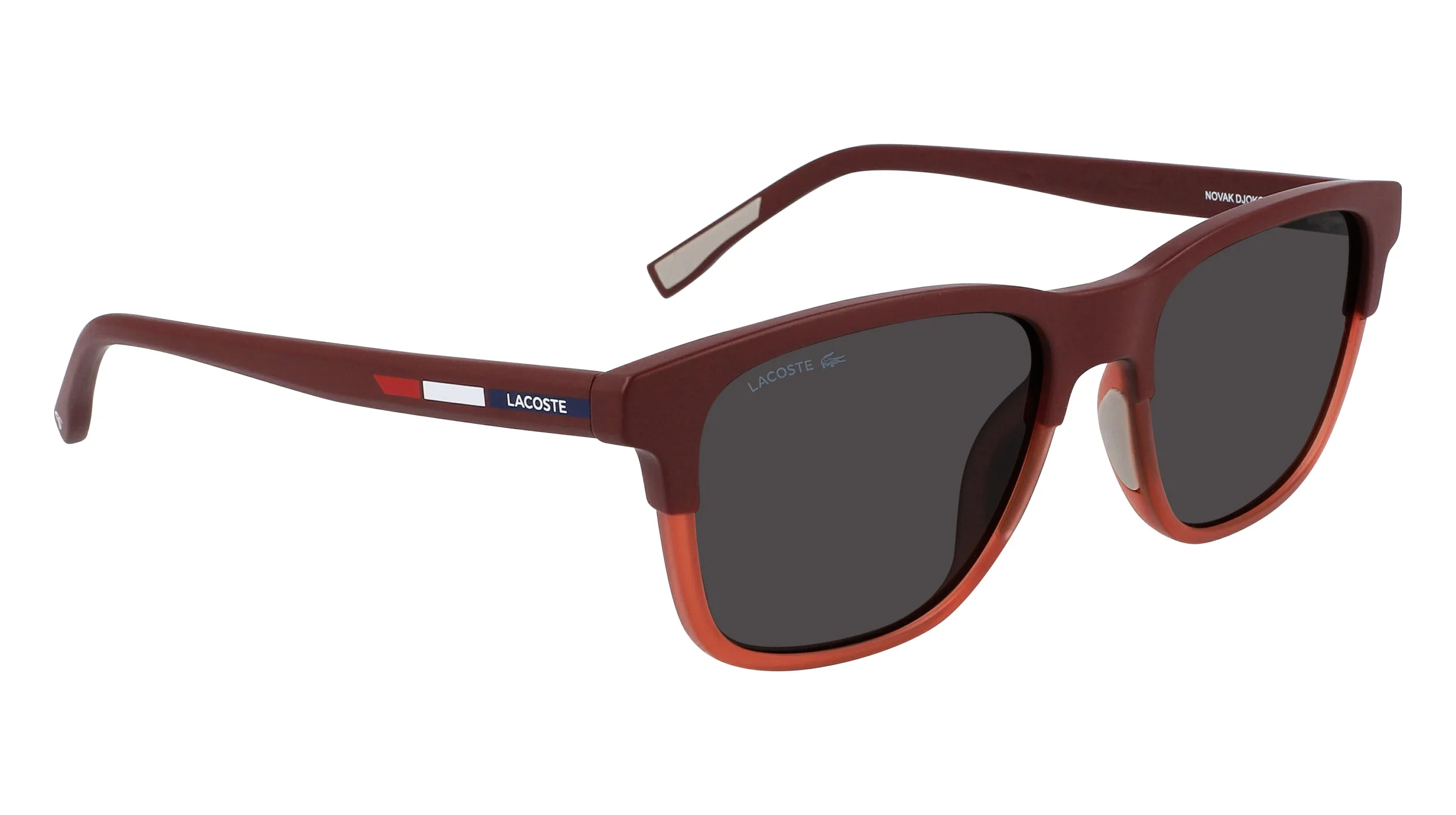 Lacoste L607SND Full Rim Rectangle Matte Red Sunglasses