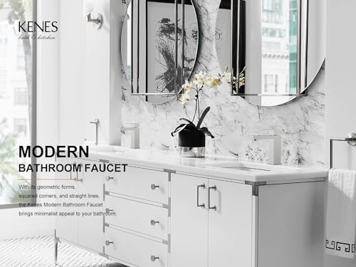 KENES Brushed Nickel Vessel Sink Facuet Single Handle Tall Bathroom Sink Faucet Vanity Bathroom Faucet Basin Mixer Tap with Water Supply Hose and Pop Up Sink Drain, LJ-9031A