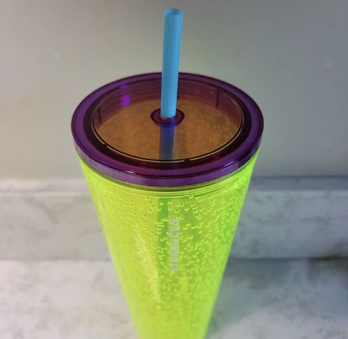 Starbucks 2023 Tumbler Cup Summer Yellow Lime Bubbleseed 24 Oz New