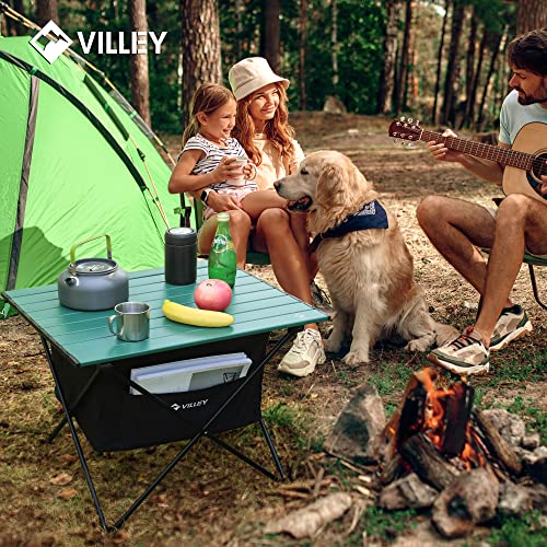 VILLEY Portable Camping Side Table, Ultralight Aluminum Folding Beach Table with Carry Bag for Outdoor Cooking, Picnic, Camp, Boat, Travel