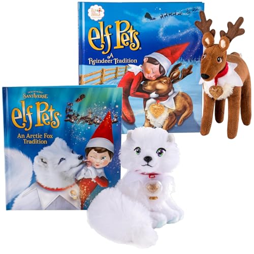 The Elf on the Shelf Elf Pets: Reindeer & Artic Fox Plush Gift Set - Includes Two Plush, Official Adoption Certificates, and Story Books [Multi-Item Bundle]