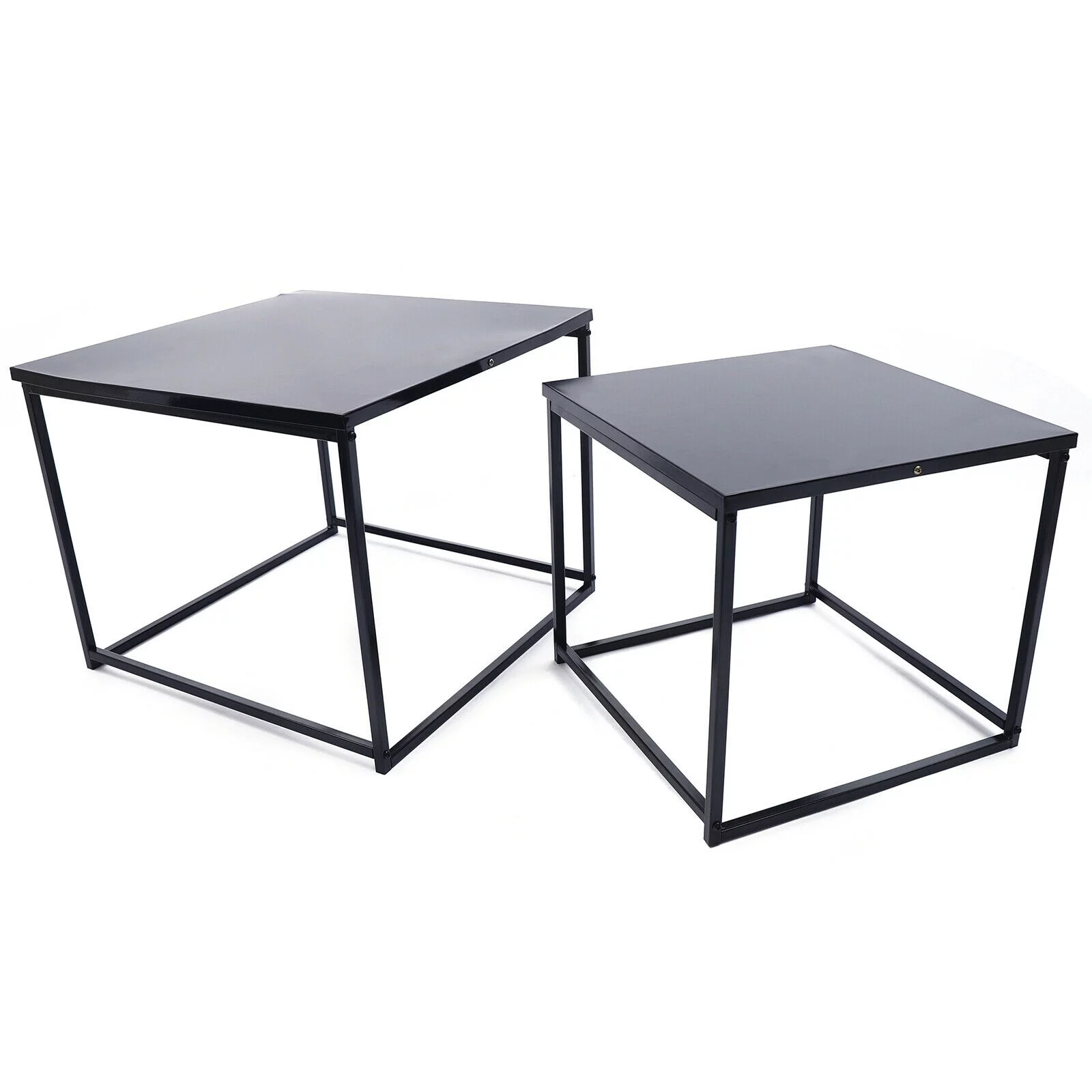 Mkyiongou 2 Pcs End Table 4kg Metal Side Table Square Black End Side Organizer Cafes