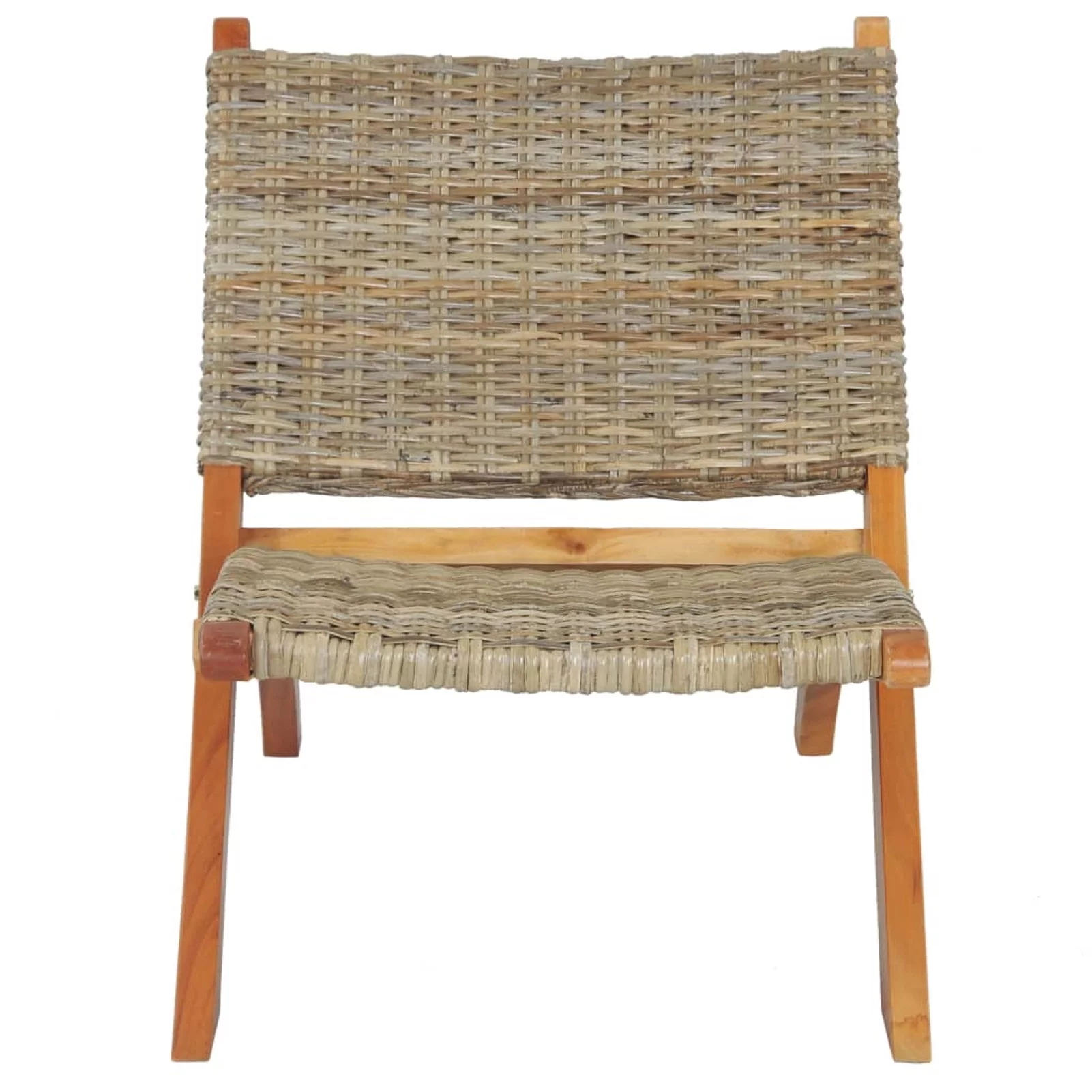 Anself Relaxing Chair Natural Kubu Rattan Mahogany Wood Frame Chair for Living Room, Waiting Room, Bedroom, Home Furniture 23.6 x 30.3 x 27.6 Inches (W x D x H)