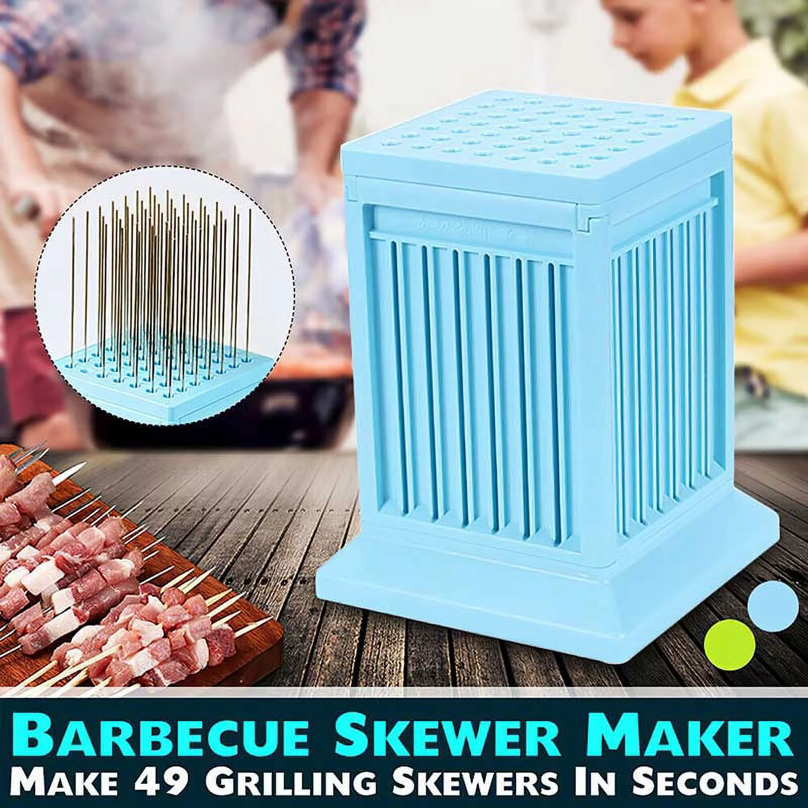Wear Meat String Machine 49 Holes BBQ meat skewer tool tofu Skewer Kebab Maker Box Machine Grill Barbecue Kitchen Accessory