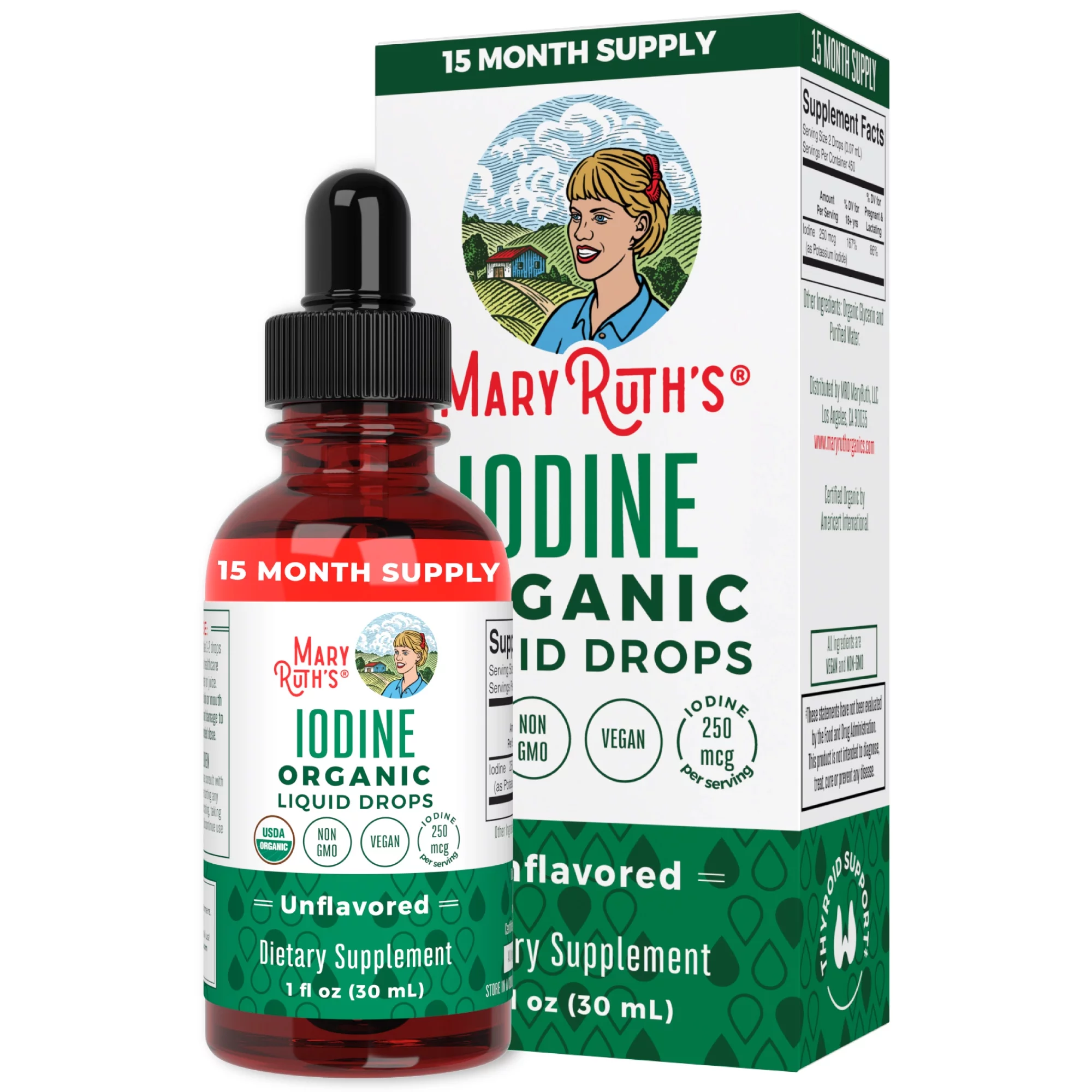 MaryRuth's Potassium Iodine | Iodine Supplement | 1 Year Supply | Iodine Drops | USDA Organic | Nascent Iodine | Vegan | 450 Servings