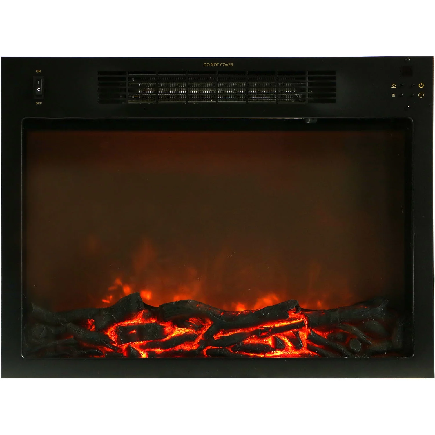 Hanover Drexel 34 In. Electric Fireplace w/ 1500W Log Insert and White Mantel