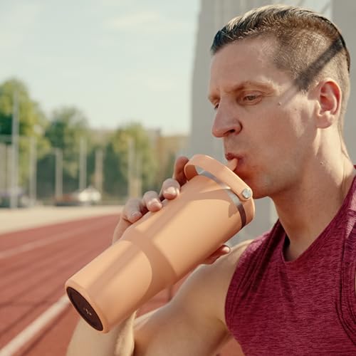 Hydrapeak Nomad 24 oz Tumbler with Handle and Straw Lid, Leakproof, Double Insulated, 24oz Cup Stainless Steel (Blush)