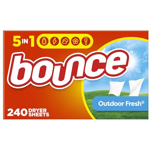 Bounce Dryer Sheets, Outdoor Fresh, 240 Count, Laundry Fabric Softener Sheets with Static Control and Wrinkle Fighters, Bounce Dryer Sheets, Fabric Softener Sheets