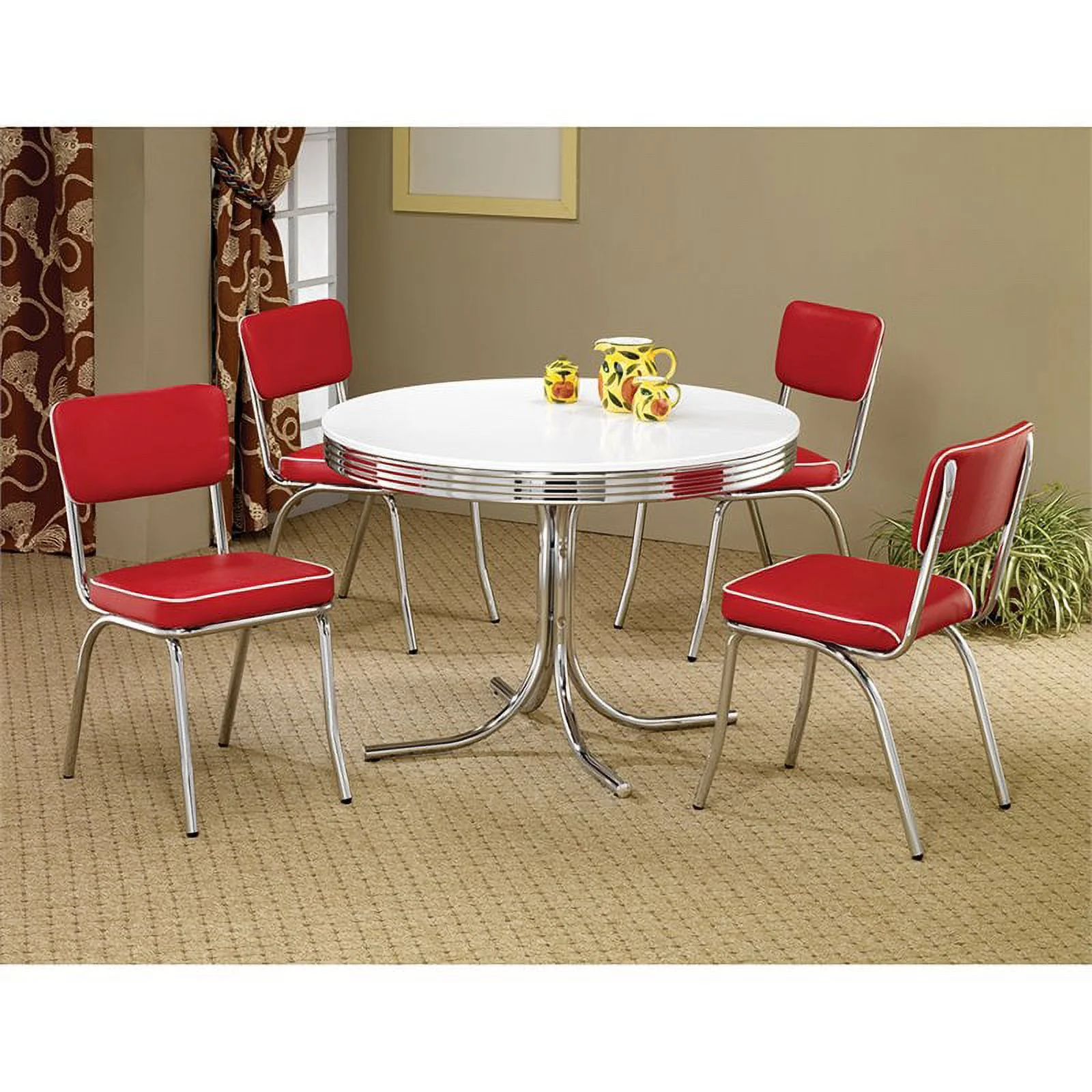 Bowery Hill Dining Side Chair in Red and Chrome