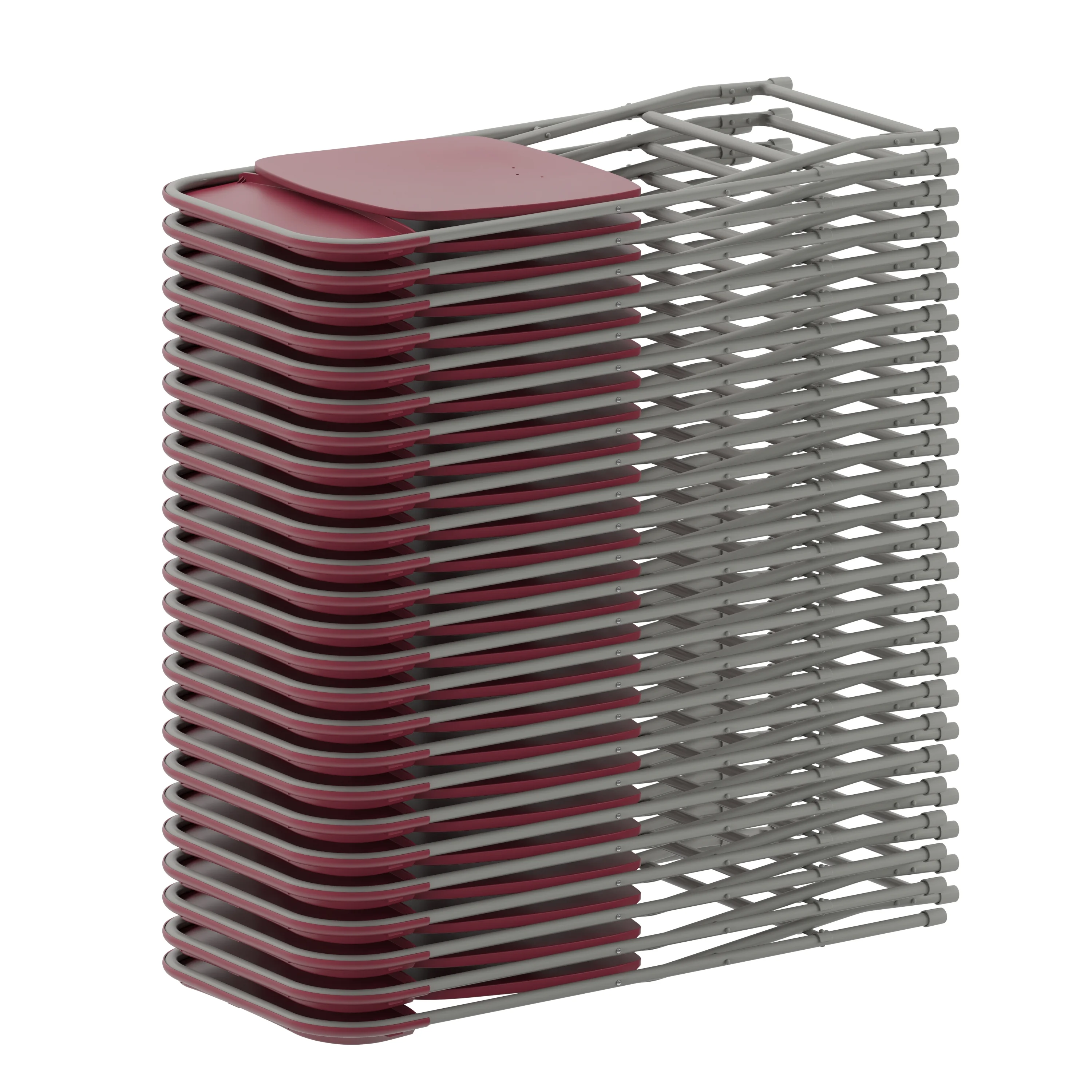 Emma + Oliver Set of 10 Red Stackable Folding Plastic Chairs - 650 LB Weight Capacity