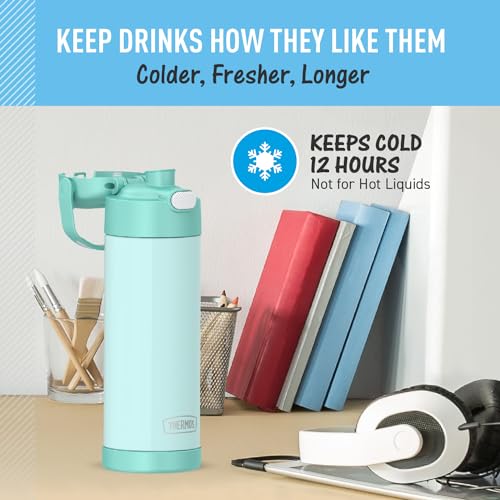 THERMOS FUNTAINER 16 Ounce Stainless Steel Vacuum Insulated Bottle with Wide Spout Lid, Apricot