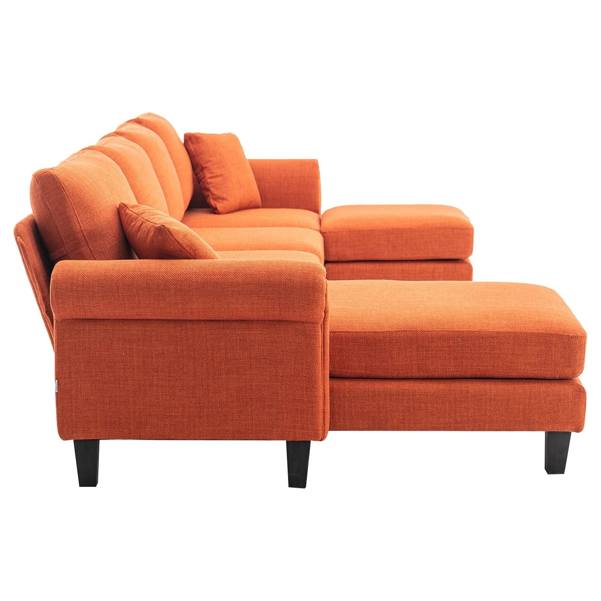 U shape Convertible Sectional Sofa Set Modern Linen Fabric Sectional Couch for Living Room with Reversible Ottoman