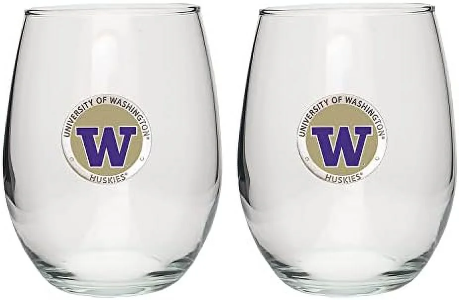 Washington Stemless Glass Goblets – Set Of 2 | 15 OZ Goblet Wine Glasses | Expertly Crafted Pewter Glass