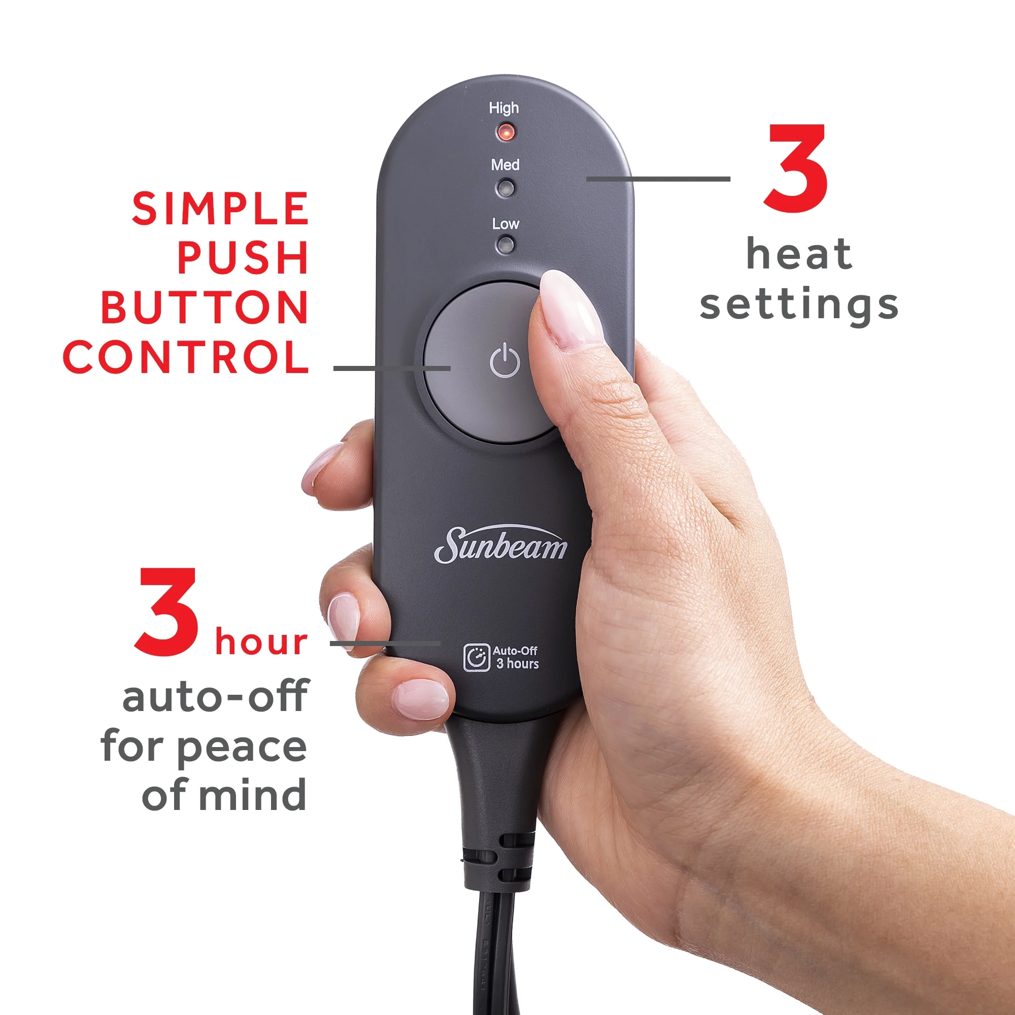 Sunbeam White Faux Fur Heated Electric Throw