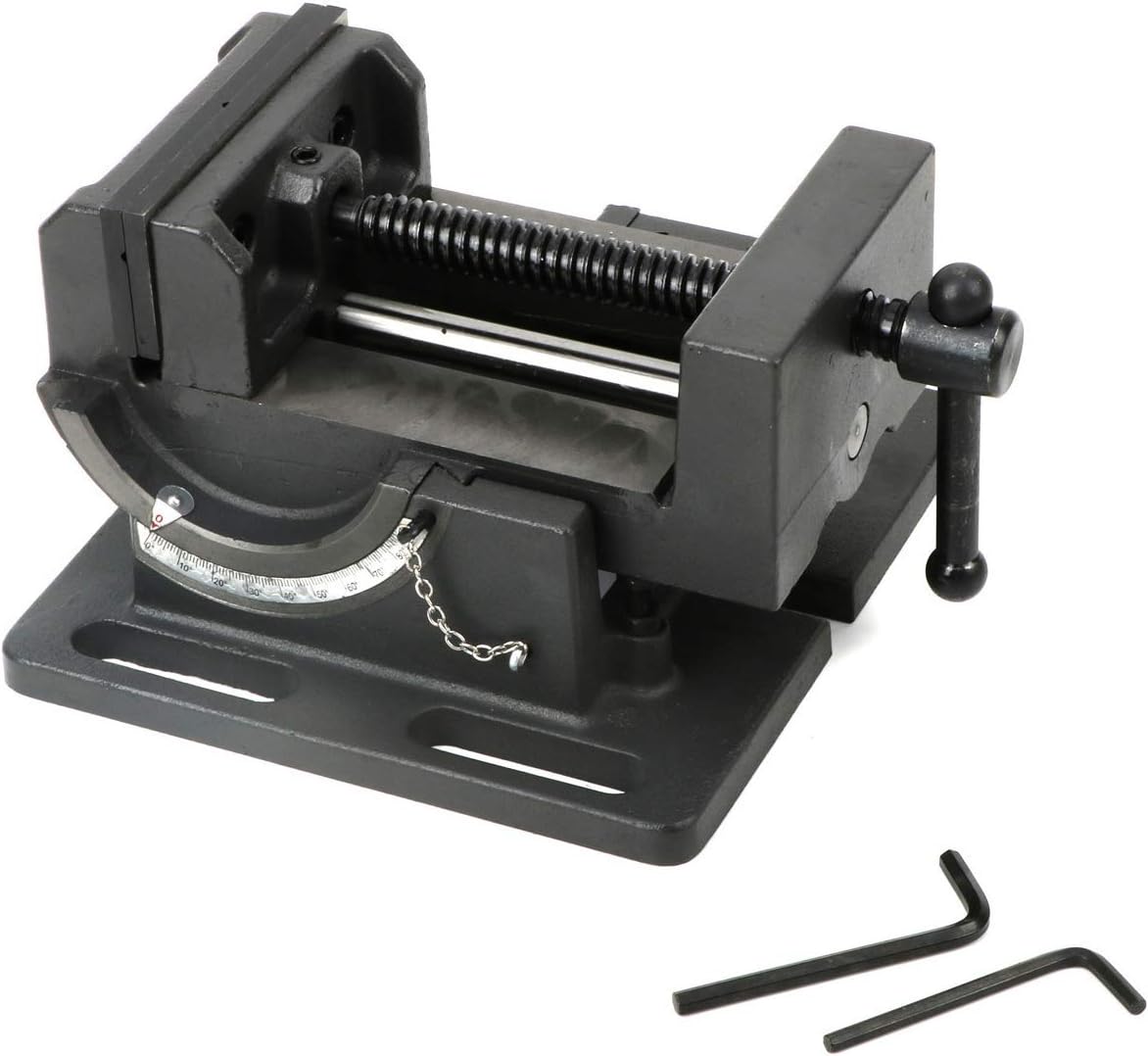4.25 Inch Drill Press Tilting Angle Vise 0-90 Degree Swivel Industrial Strength Benchtop Vises Drill Press Vise Heavy Cast Iron Cradle Style Drill Clamp Vice