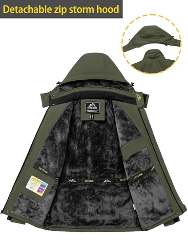 TACVASEN Men's Winter Ski Jacket Waterproof Snow Coats Snowboard Fleece Lining Jacket Warm Parka with Hooded