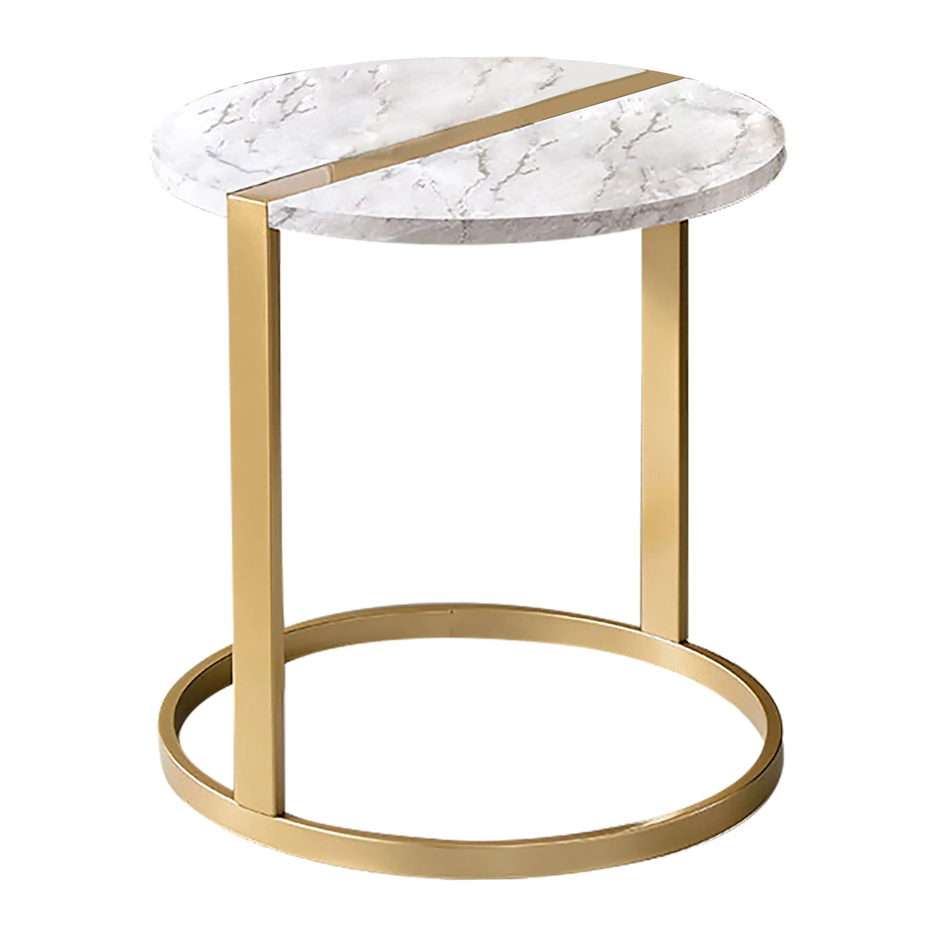 Furniture of America Vannen Contemporary 18-inch Faux Marble Side Table by  White