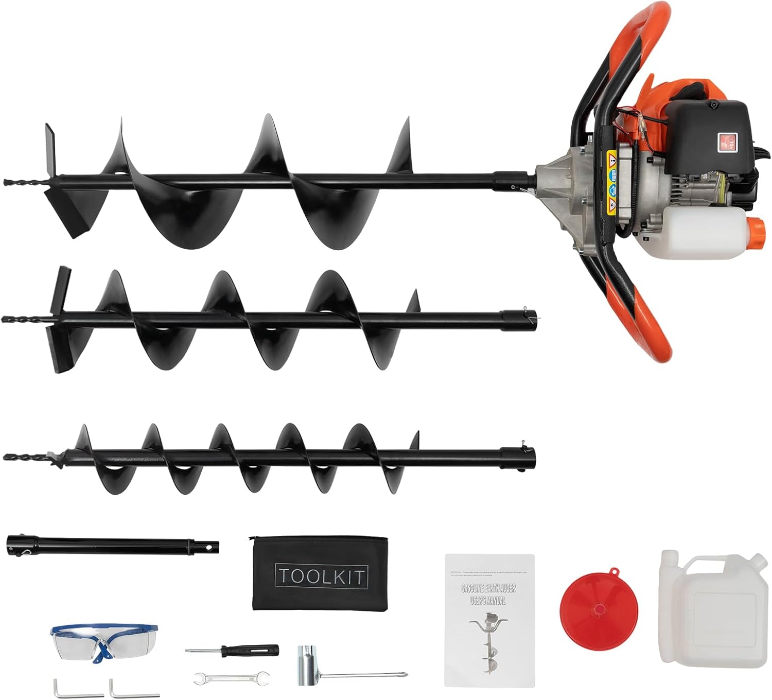 52cc Gas Powered Earth Auger Post Hole Digger Borer Fence Ground Drill with 4