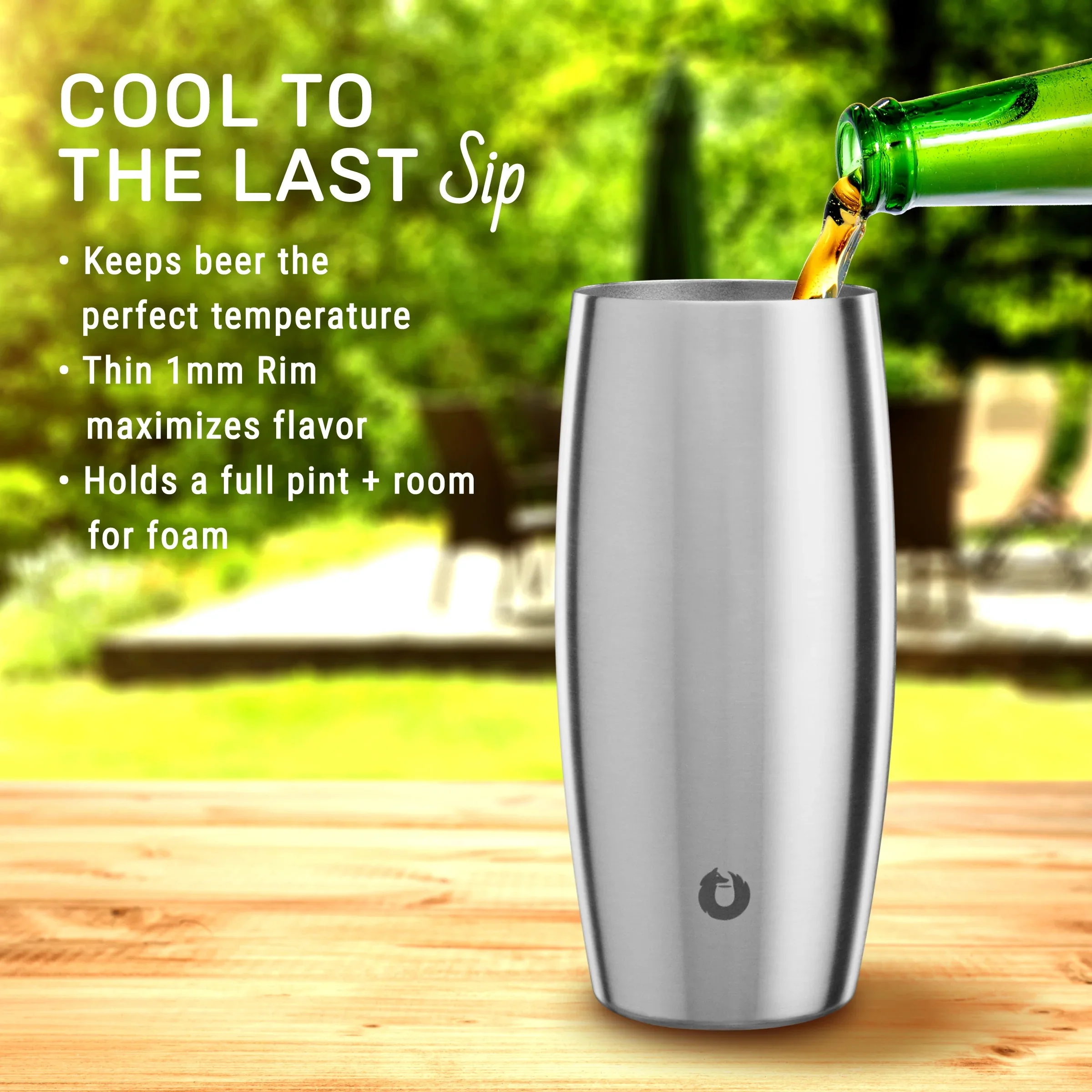 Stainless Steel Beer Glass Set, Set of 2 - Shimmer White