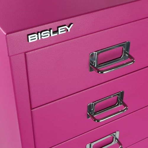 Bisley 10-Drawer Steel MultiDrawer Cabinet - Black, Chrome Pull Handles with Label Holders, Powder-Coated Steel, Removable Drawers, Fits Under Most Desks, Labels Included