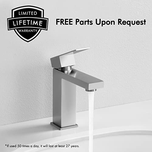 KES Vessel Sink Faucet, Black Bathroom Faucets, Tall Bathroom Faucets with Sink Drain with Overflow, L3156BLFF12-BK-C1