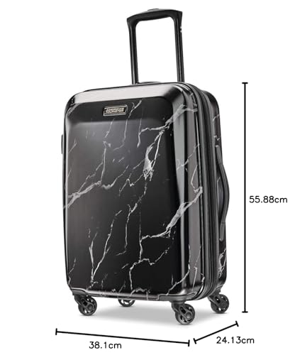 American Tourister Moonlight Hardside Expandable Luggage with Spinner Wheels, Blue Terazzo, 2-Piece Set (20/28)