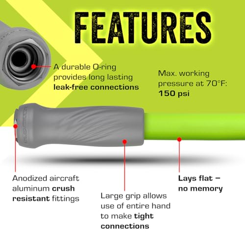 Flexzilla Garden Hose 5/8 in. x 50 ft., Lightweight All-Weather Water Hose, Durable and Flexible, Leak-Free Connections