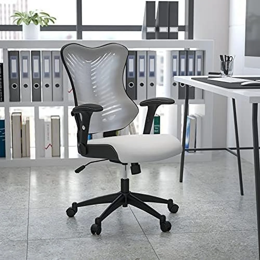 High Back Designer White Mesh Executive JOMA Office Chair - Adjustable Arms
