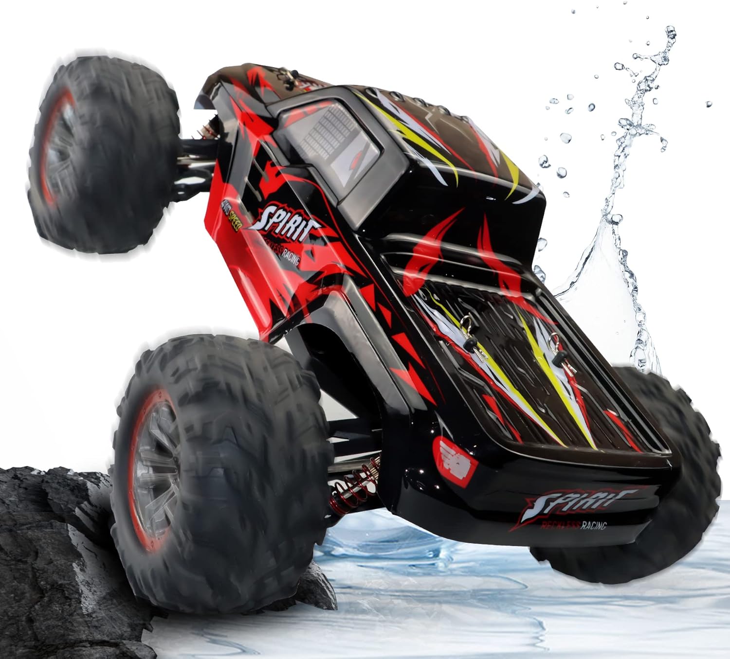 RC Cars 1:10 Large Scale Hobby Grade Remote Control Car,50 KM/H High Speed Monster RC Truck,4WD 2.4GHz Off Road Waterproof All Terrains Racing Toy,2 Batteries for 40 Min Play for Adult Kids
