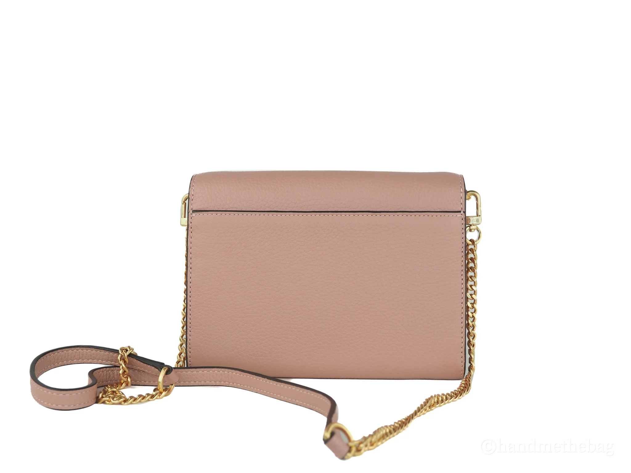 Tory Burch (67296) Pink Moon Pebbled Leather Britten Chain Wallet Crossbody Bag