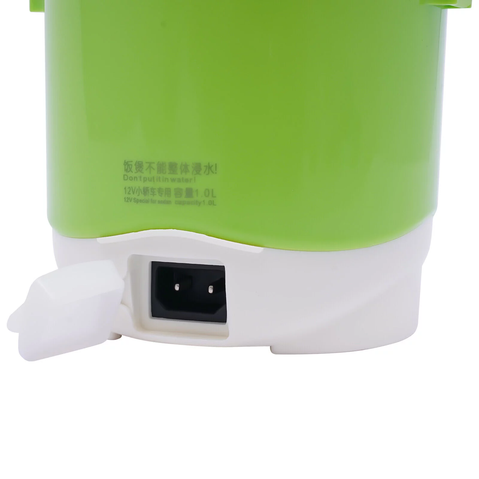 1L Car Mini Travel Lunch Box Electric Rice Cooker Steamer White/Green 12V