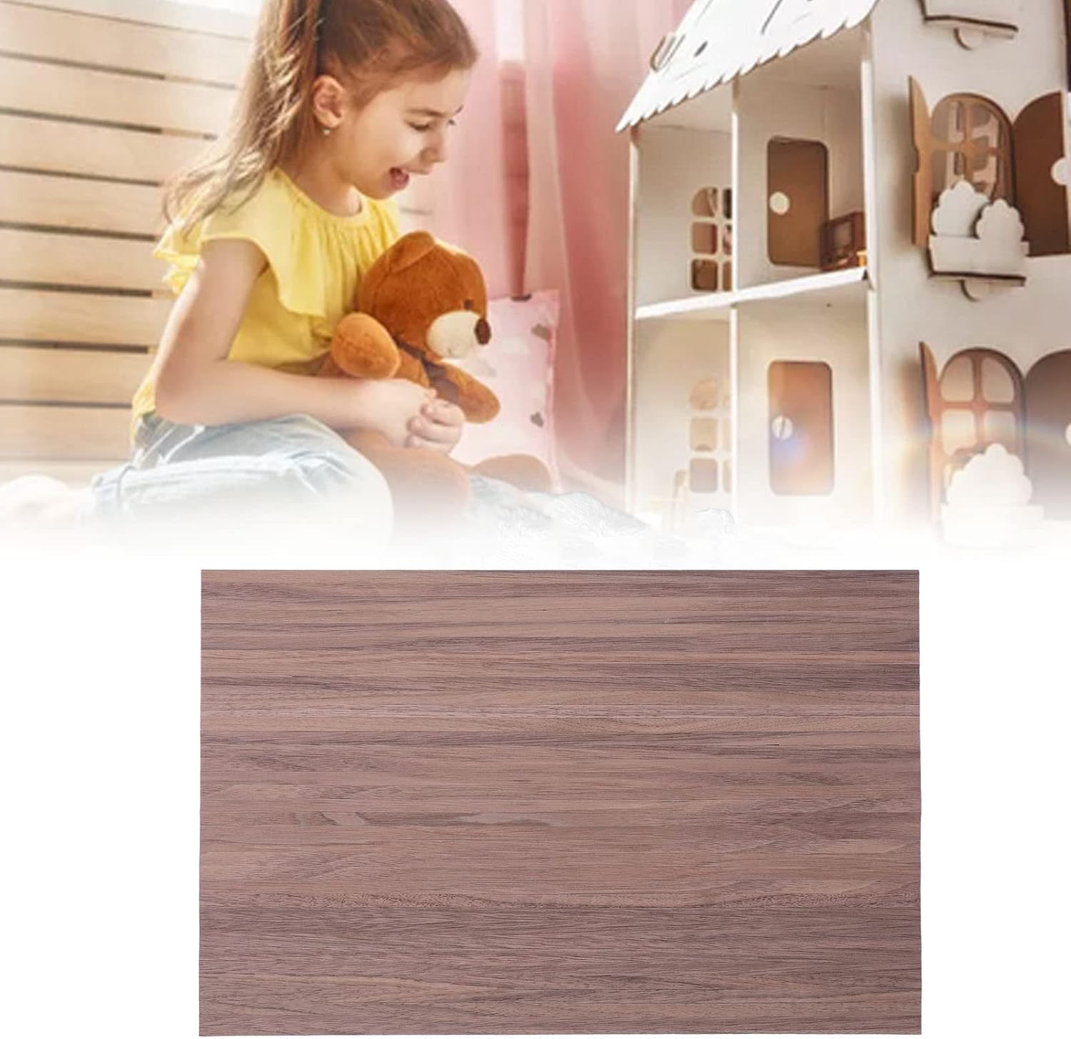 Dollhouse Flooring, Pine Wood Bark Miniature Floorboard for 1:12 Doll House Decoration Accessory Coffee Color