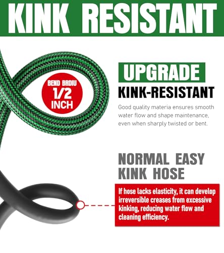 NON-EXPANDABLE Garden Hose 25 ft, Heavy Duty Flexible Water Hose, Kink Resistant Lightweight Hybrid Hose with Durable Fabric Skin, Leakproof Hose Male to Female Fittings