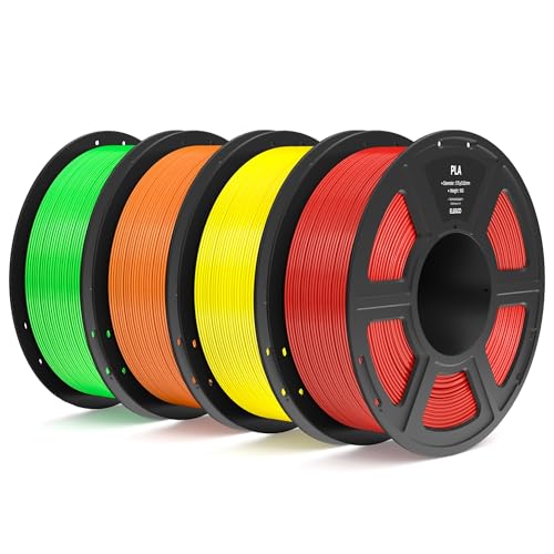 ELEGOO PLA Filament 1.75mm Bundle 4KG, 3D Printer Filament Dimensional Accuracy +/- 0.02mm, 4pcs 1kg Spool(2.2lbs) Fit Most FDM 3D Printers (Black, White, Dark Blue, True Red)