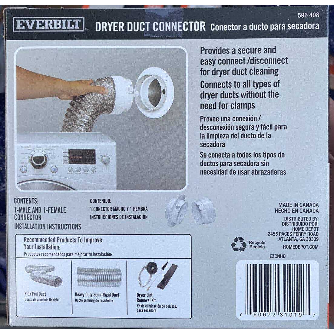 Everbilt 4 in Dryer Duct Connector to Wall