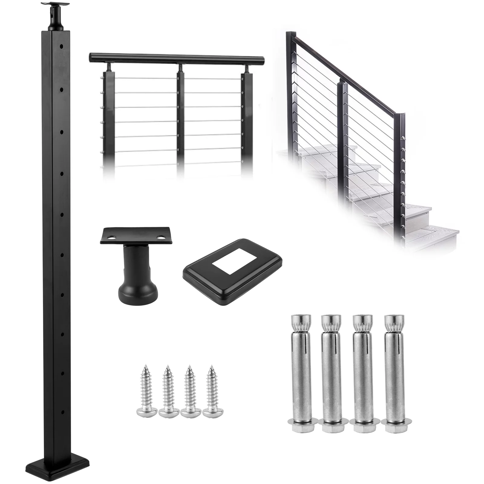 VEVOR Cable Railing Post Level Deck Stair Post 36 x 0.98 x 1.97
