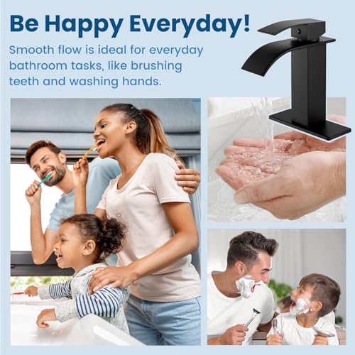 Airuida Brushed Gold Tall Waterfall Bathroom Vessel Sink Faucet Modern Bathroom Vanity Faucet Single Handle Single Hole Farmhouse Bar Mixer Tap Washbasin Faucet Deck Mount