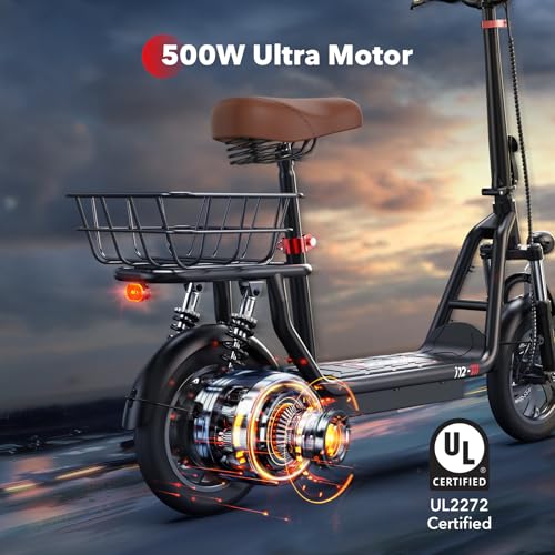 iScooter Electric Scooter with Seat, 37/21 Miles Long Range & 28/19/15.6 MPH Top Speed, 14