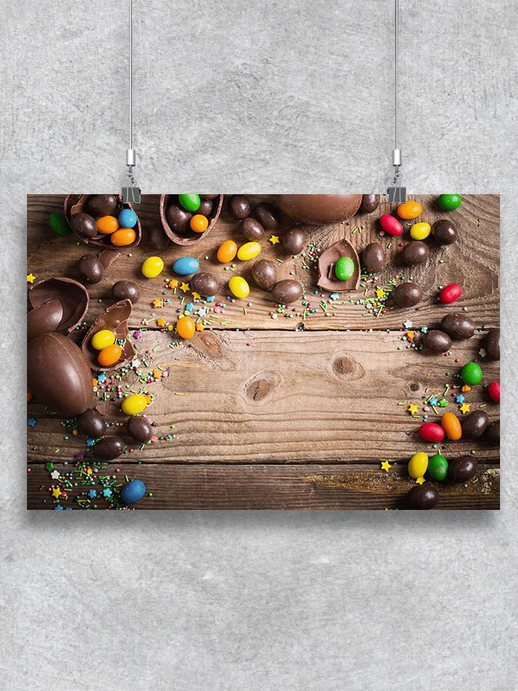 Chocolate Easter Eggs Over Wood Poster -Image by Shutterstock