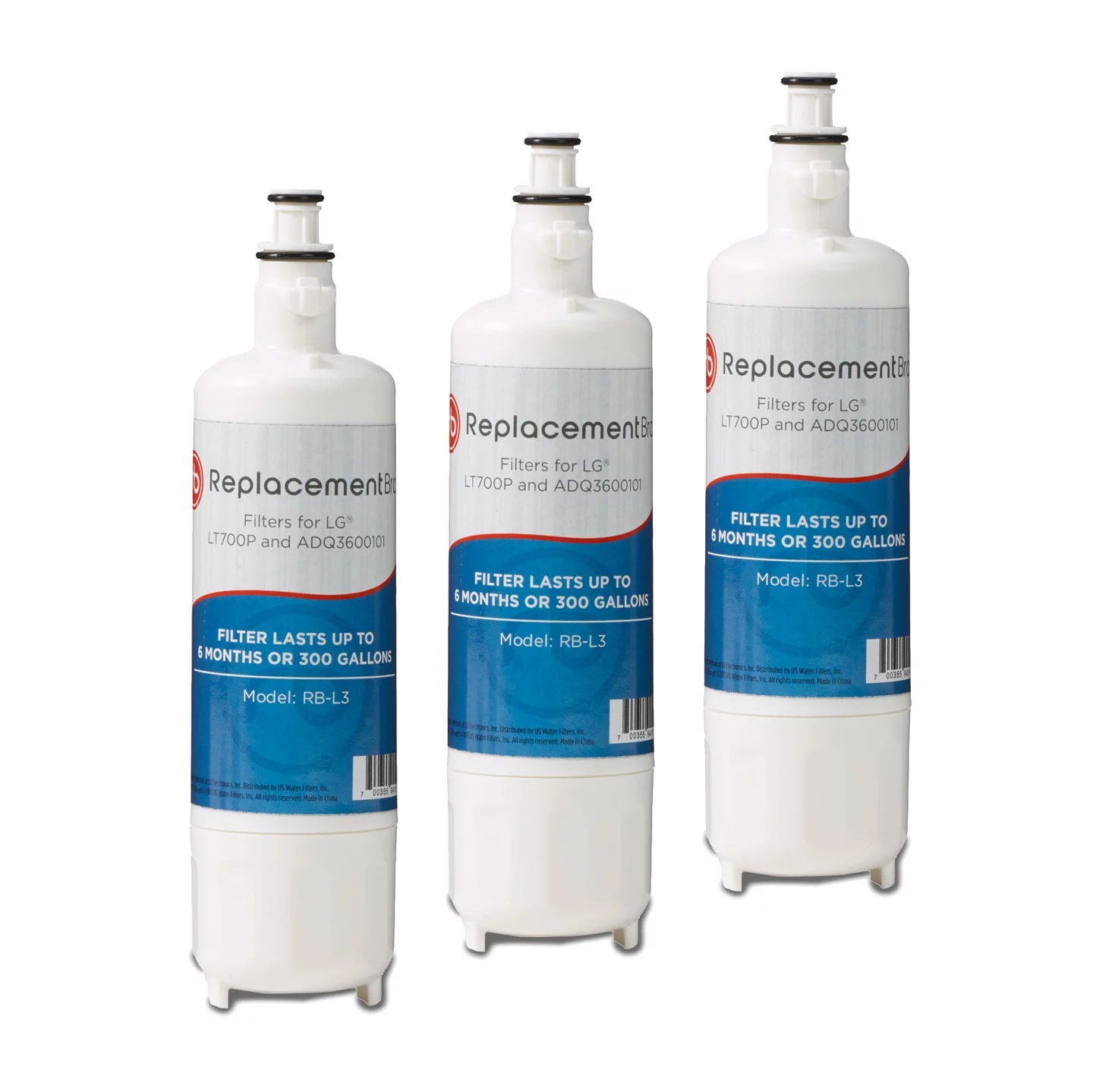 ReplacementBrand Refrigerator Water Filter Compatible with LG LT700P ADQ36006101, ADQ36006102, Kenmore 46-9690 - 3 Pack