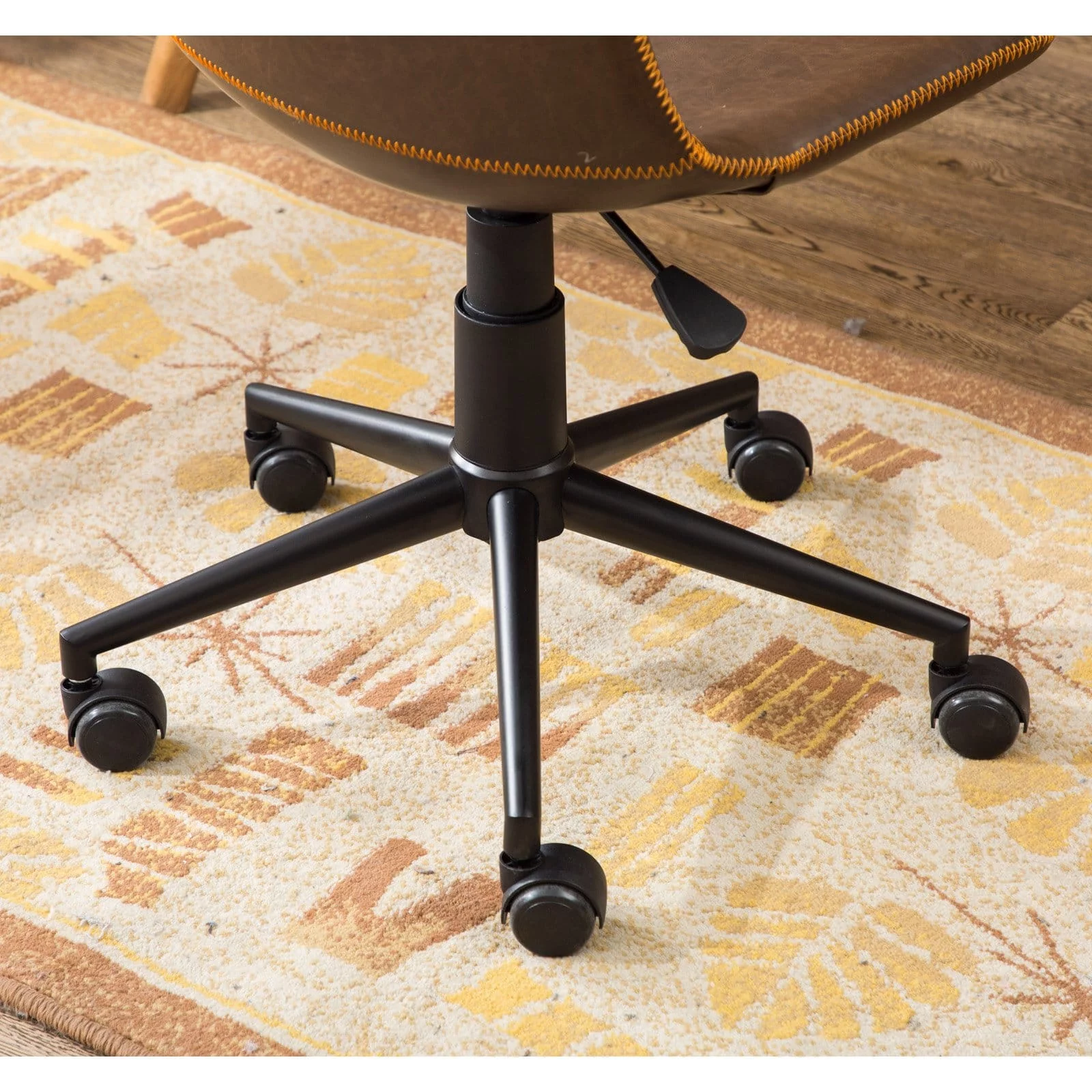 Roundhill Furniture Cesena Faux Leather Swivel Office Chair in Antique Gray